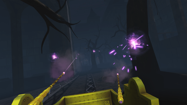 A gameplay image of the player playing in the cursed castle level.
