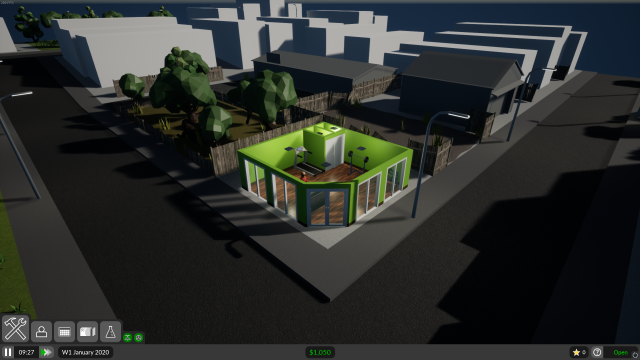 An overview of the game level at the start of a new game.