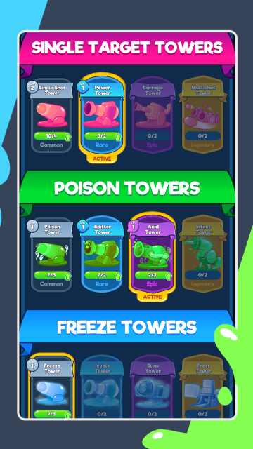 An image of the tower selection screen.
